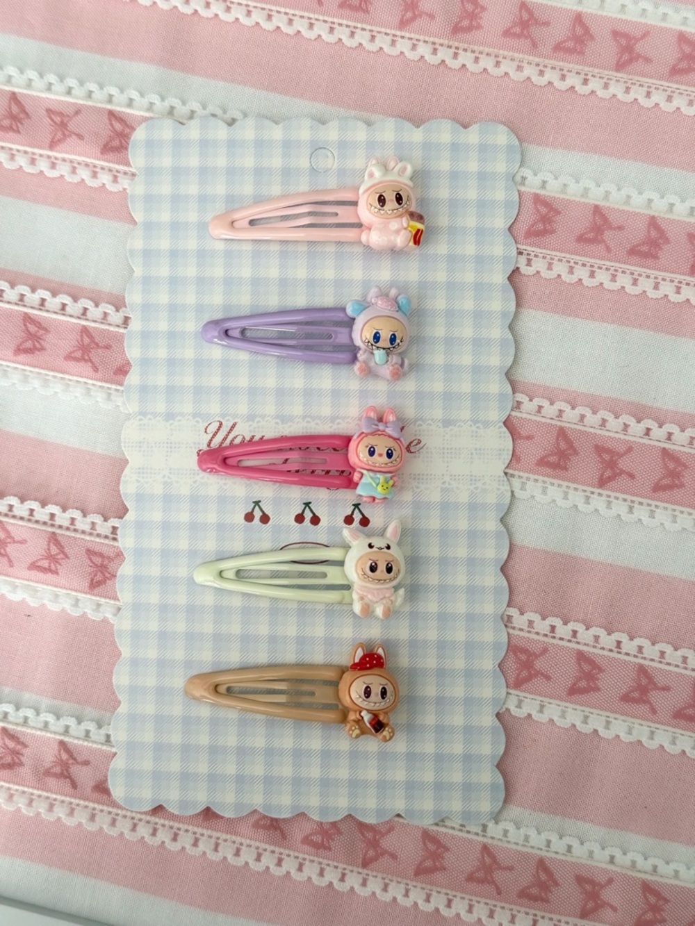 Kawaii characters snap hair clips set of 5- new